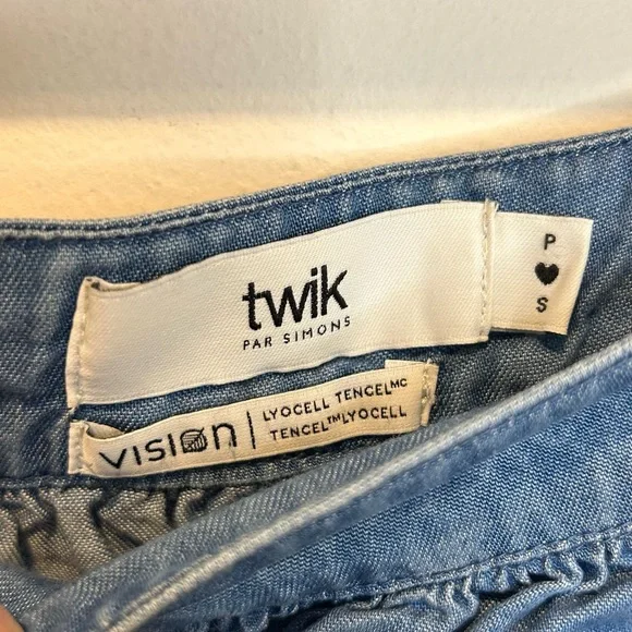 Twik Chambray Button Up Midi Skirt Blue Lyocell - Picture 3 of 5